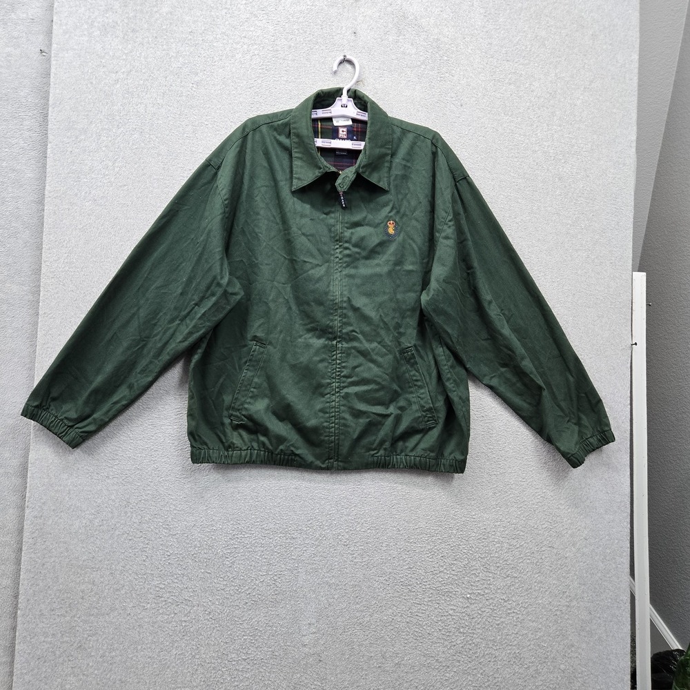 VINTAGE Chaps Ralph Lauren Men Jacket XL Green Embroidered Bomber‎ Bi Swing